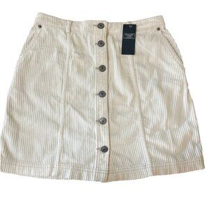 NEW Abercrombie & Fitch Mini Skirt SMALL Ivory Corduroy Button Front Pockets